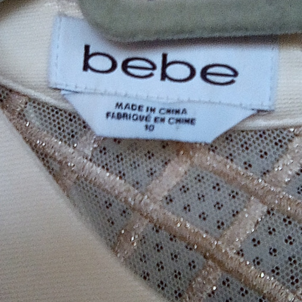 Bebe Fancy Party Cocktail Sheer Dress With Slip Lining . Size 10. - Picture 5 of 11